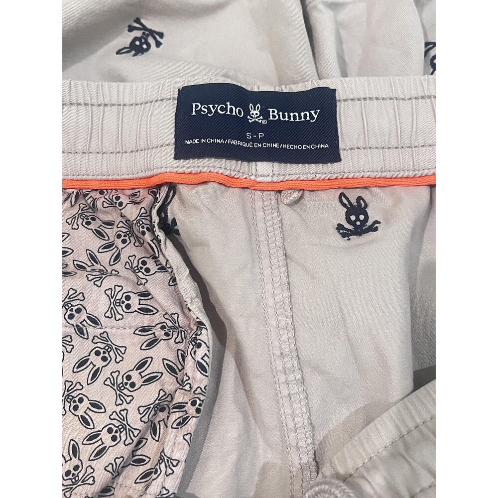 Psycho Bunny Shorts Mens Small Beige Chino Elastic Waist Skull Bunny Embroidery - Picture 7 of 9